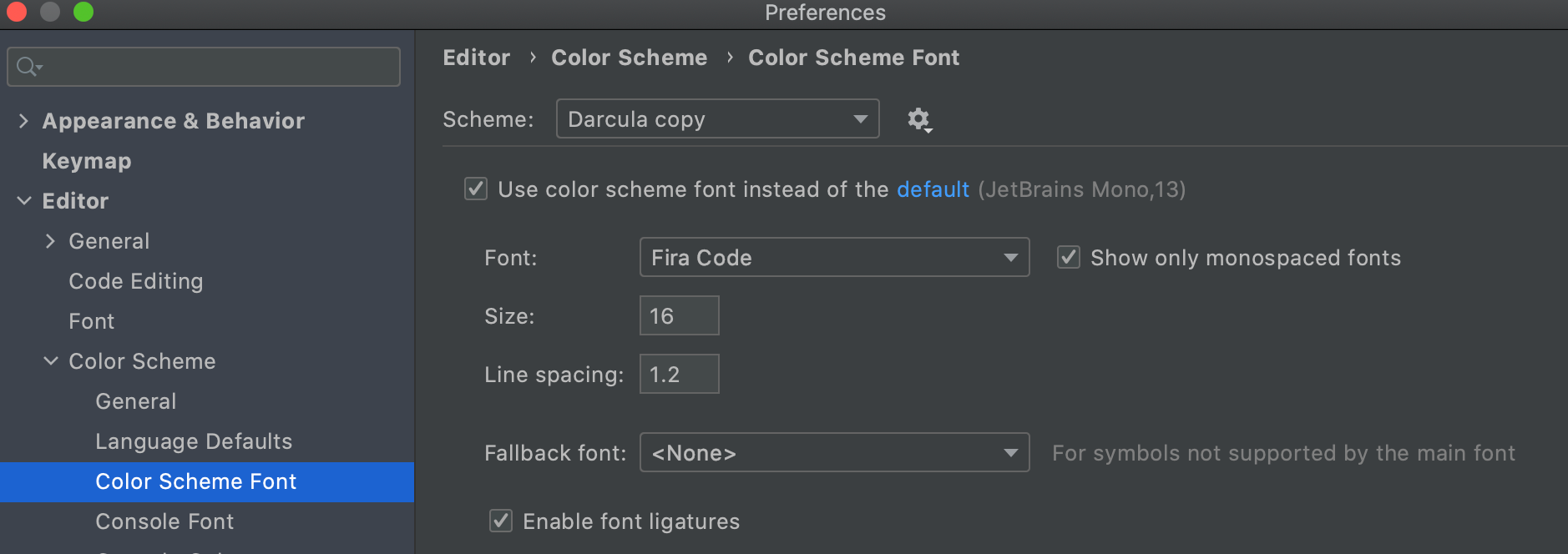 Color Schema Font